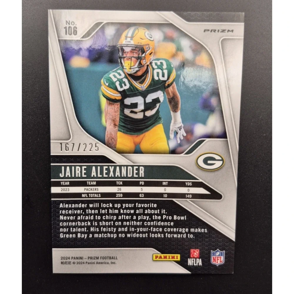 2024 Panini Prizm Jaire Alexander #106 Purple Ice Prizm /225